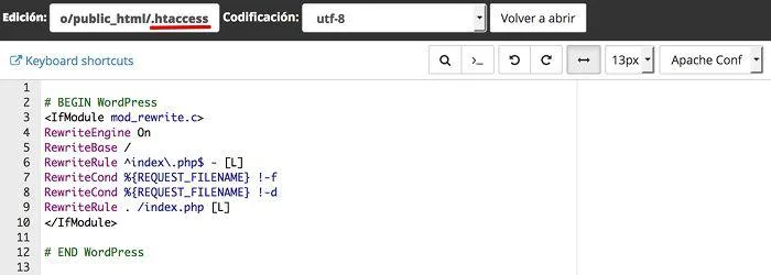 archivo .htaccess oculto